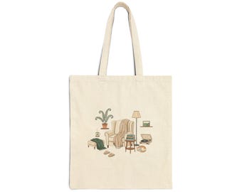 Cozy Homebody Illustration Tote | Introvert Quiet Life, Stay-In Club