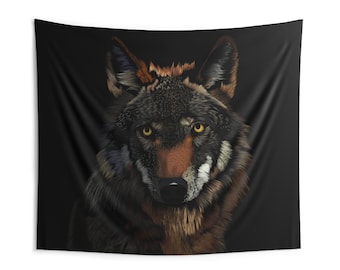 Timber Wolf Portrait Indoor Wall Tapestry | Realistic Wolf Head Décor