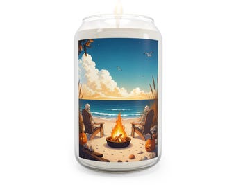 Beach Bonfire Illustration Candle | 13.75oz Soy Candle