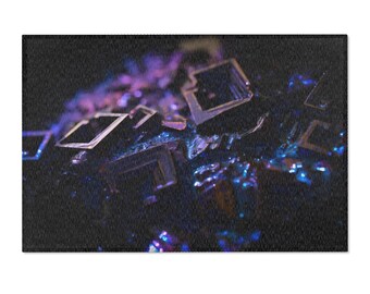 Violet and Blue Bismuth Crystals Area Rugs | Abstract Geometric Modern Accent
