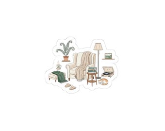 Cozy Living Room Illustration Sticker | Homebody Quiet Life, Introvert
