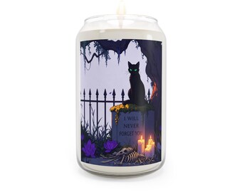 Black Cat Graveyard Illustration Candle | Soy Candle