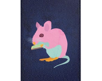 Pastel Mouse Playing Harmonica Area Rug | Cute Animal Nursery Decor