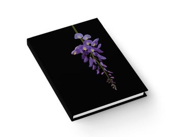 Wisteria Floral Illustration Journal | Hardcover Notebook, Purple Vine on Black