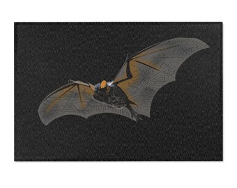 Flying Bat Area Rug | Halloween Black Bat Decor