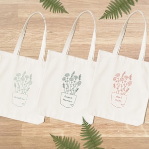 Tote Bag personnalisable en coton épais, Modèle Petite poche florale