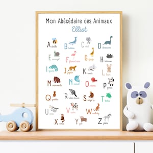 Cartel personalizado Animal ABC, regalo para niño y bebé, cartel educativo