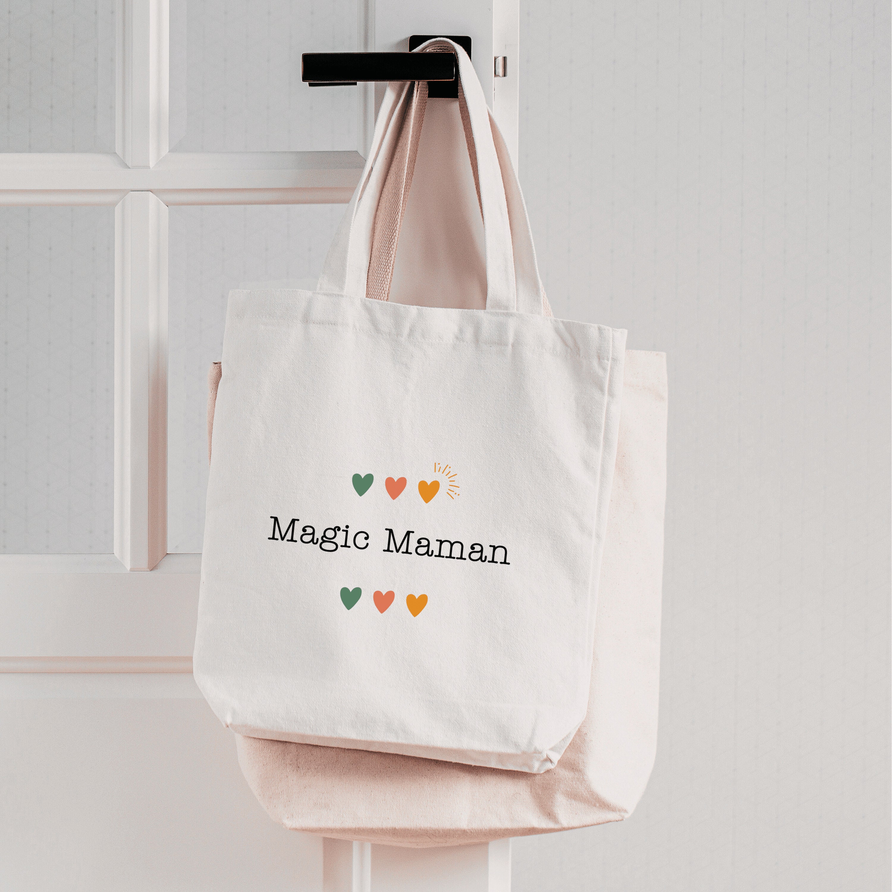 Customizable tote bag in thick cotton, Magic Maman model