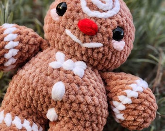 Crochet Gingerbread Man || Amigurumi || Christmas Plushie || Decorative Stuffed Animal