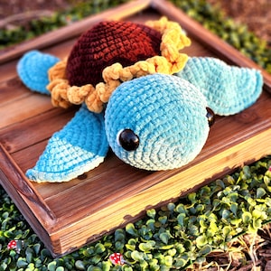 Crochet Sunflower Turtle || Amigurumi || Handmade || Ready to Ship || Gift || Decor || Sea Turtle || Flower Turtle || Marine Animal Plushie