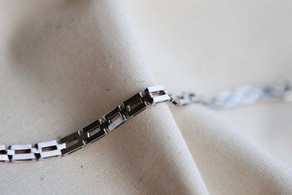 Vintage Square Link Bracelet Sterling Square Chai… - image 1