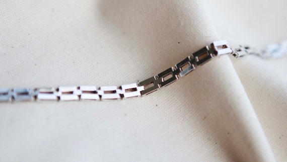 Vintage Square Link Bracelet Sterling Square Chai… - image 2