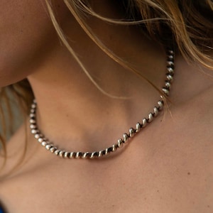 Sterling Silver Collar Necklace | Silver Macaroni Link Chain | Chunky Minimalist Choker | Statement Necklace | Handcrafted Boho Jewelry