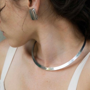 Sterling Silver Collar Necklace | Minimalist Jewelry | Silver Choker Necklace for Women | Silver Neckpiece | Modern Design