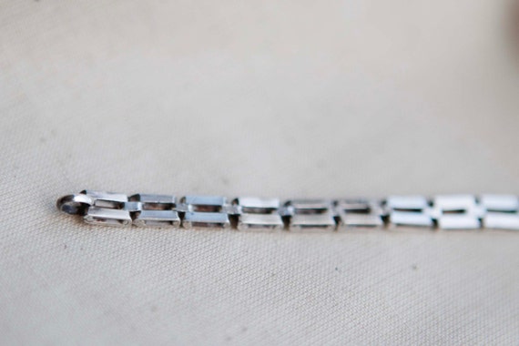 Vintage Square Link Bracelet Sterling Square Chai… - image 4