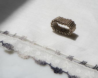 Tiffany's Somerset Mesh Ring | T & Co. Sterling Silver Ring | Minimalist Unisex Ring