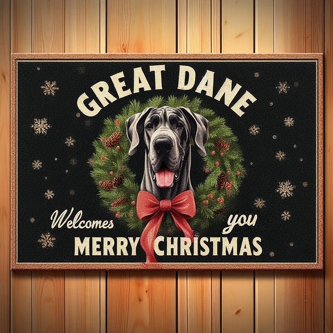 Elegant Great Dane Christmas Doormat Great Dane You Etsy