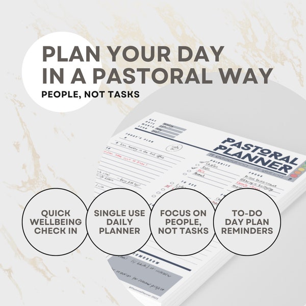 Pastoral Planner - Productivity Downloadable Day Sheet for School, Church, Community, Pastoral Work