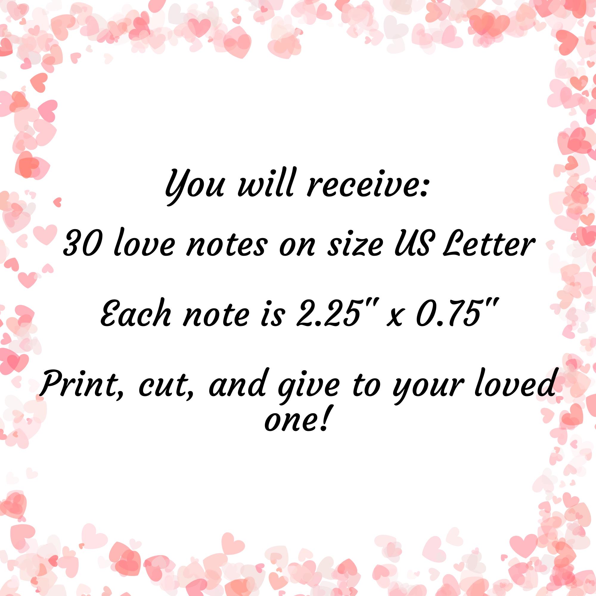 30 Valentine’s Love Notes Printable – DIY Romantic Messages, Lunch Box ...