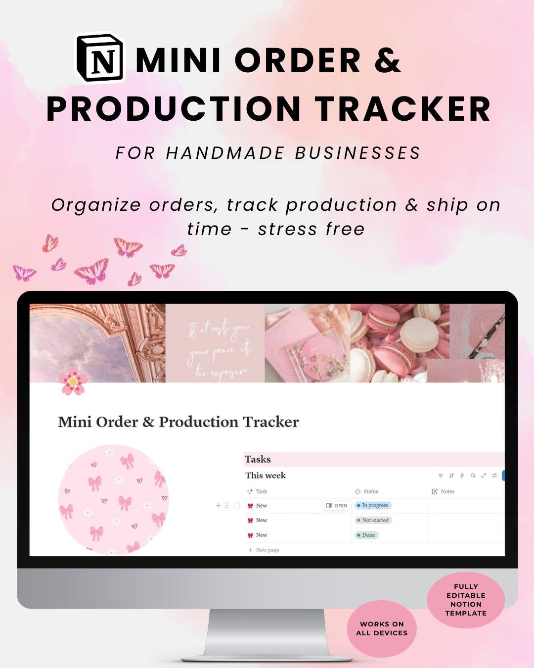 Mini Order & Production Tracker Notion Template, Handmade Business ...
