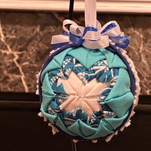 Deck the Halls with Handcrafted Elegance: Quilted Blue and White Artisan Ornament