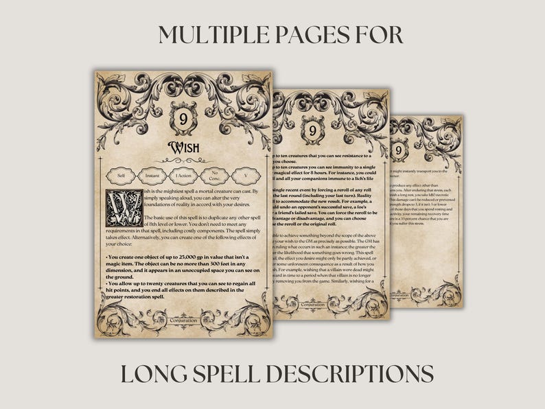 DnD Spell Cards 2024 & 2014 Bundle | All Classes | DnD Spellbook Cards | Dungeons and Dragons 5e | DnD Spells image 7