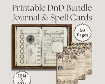 Printable DnD Journal + DnD 2024 & 2014 Spell Cards |  DnD Character Sheet for Dungeons and Dragons | DnD Campaign  Journal