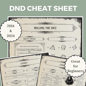 DnD 2024 & 2014 チートシート プレイヤーガイド | DnD 5e リファレンスシート | DnD 初心者向け ダンジョンズ＆ドラゴンズ | DnD の遊び方