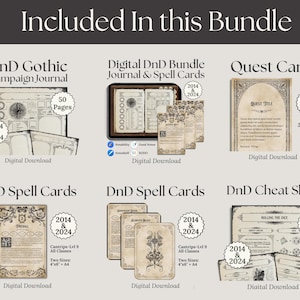D&D Gothic-Paket für D&D 2024 & 2014 | D&D-Charakterbogen | Digitales D&D-Tagebuch | D&D-Spickzettel | D&D-Zauberkarten Bild 2
