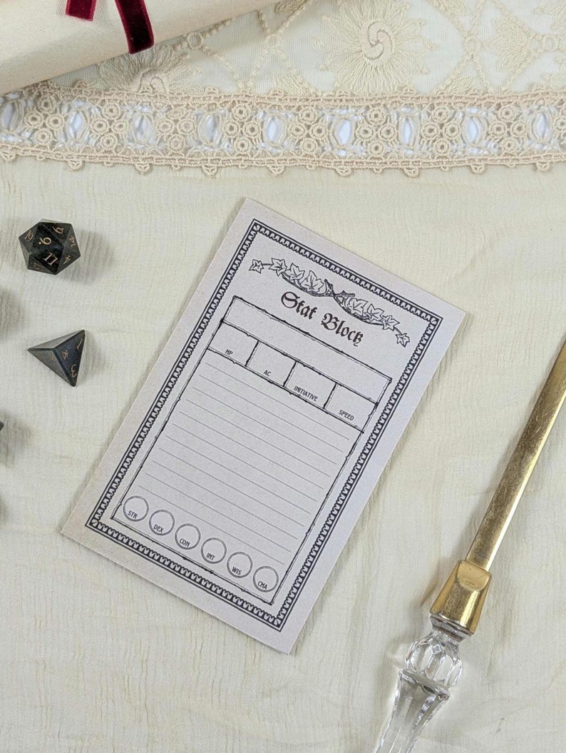 Stat Block Border Gothic Dnd Notepad Bundle | 4x6