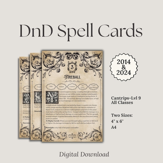 DnD Spell Cards 2024 & 2014 Bundle | All Classes | DnD Spellbook Cards | Dungeons and Dragons 5e | DnD Spells