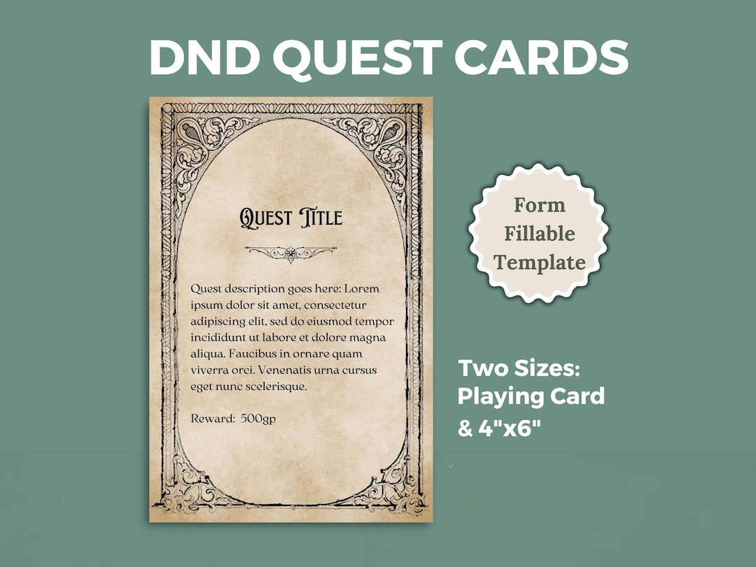 Dnd Printable Quest Cards | 5e Dnd Shop for Dnd Campaign | Dnd Dungeon ...