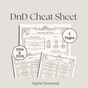 Aide-mémoire du joueur D&D 2024 et 2014 | Fiche de référence D&D 5e | D&D pour débutants Donjons et dragons | Comment jouer à D&D