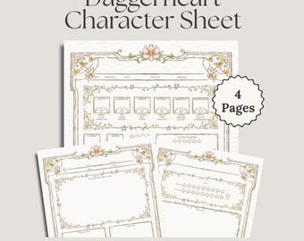 Hoja de personaje Floral Daggerheart / Hoja de personaje imprimible de 4 páginas de Daggerheart / A4 y Carta estadounidense /
