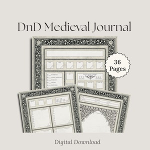 DnD Character Sheet Medieval DnD Journal for DnD 2024 & 2014 | Dungeons and Dragons Beginner Cheat Sheet