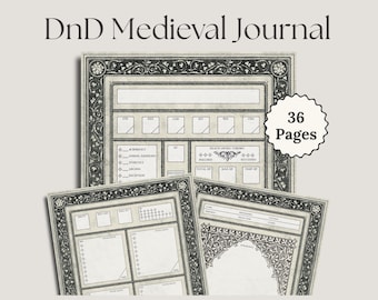 Fiche de personnage DnD | Journal médiéval DnD pour DnD 2024 et 2014 | Aide-mémoire pour débutants de Donjons et Dragons