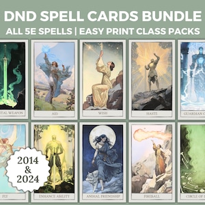 Pacchetto carte incantesimi D&D 2024 / Tutti gli incantesimi del 2014 e del 2024 / Tutte le classi / Carte del libro degli incantesimi D&D / Dungeons and Dragons 5e / Incantesimi D&D