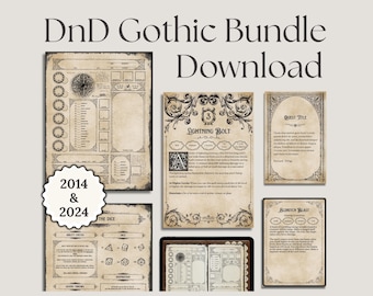 DnD Gothic Bundle for DnD 2024 & 2014 |  DnD Character Sheet | Digital DnD Journal | DnD Cheat Sheet | DnD Spell Cards