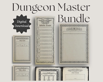 Pack Maître de Donjon DnD (Téléchargement numérique) | Journal de création d'univers | Planificateur de session | Fiches d'objets | Fiches de statistiques | Cartes
