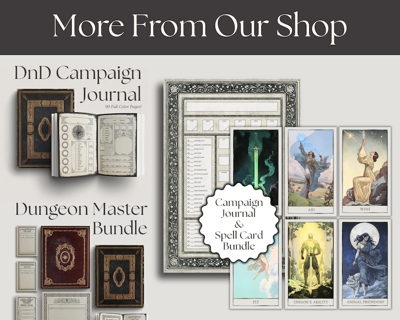 D&D Gothic-Paket für D&D 2024 & 2014 | D&D-Charakterbogen | Digitales D&D-Tagebuch | D&D-Spickzettel | D&D-Zauberkarten Bild 16