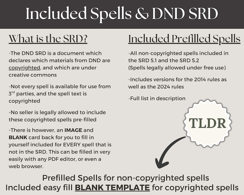 D&D Gothic-Paket für D&D 2024 & 2014 | D&D-Charakterbogen | Digitales D&D-Tagebuch | D&D-Spickzettel | D&D-Zauberkarten Bild 15