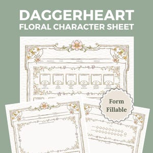 Floral Daggerheart Character Sheet | Daggerheart Printable 4 Page Character Sheet | A4 & US Letter |
