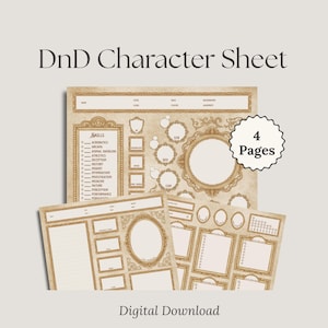 Scheda del personaggio DnD Victorian / Dungeons and Dragons Modulo Scheda del personaggio compilabile PDF Creazione del personaggio DnD / Scheda del personaggio DnD 5e