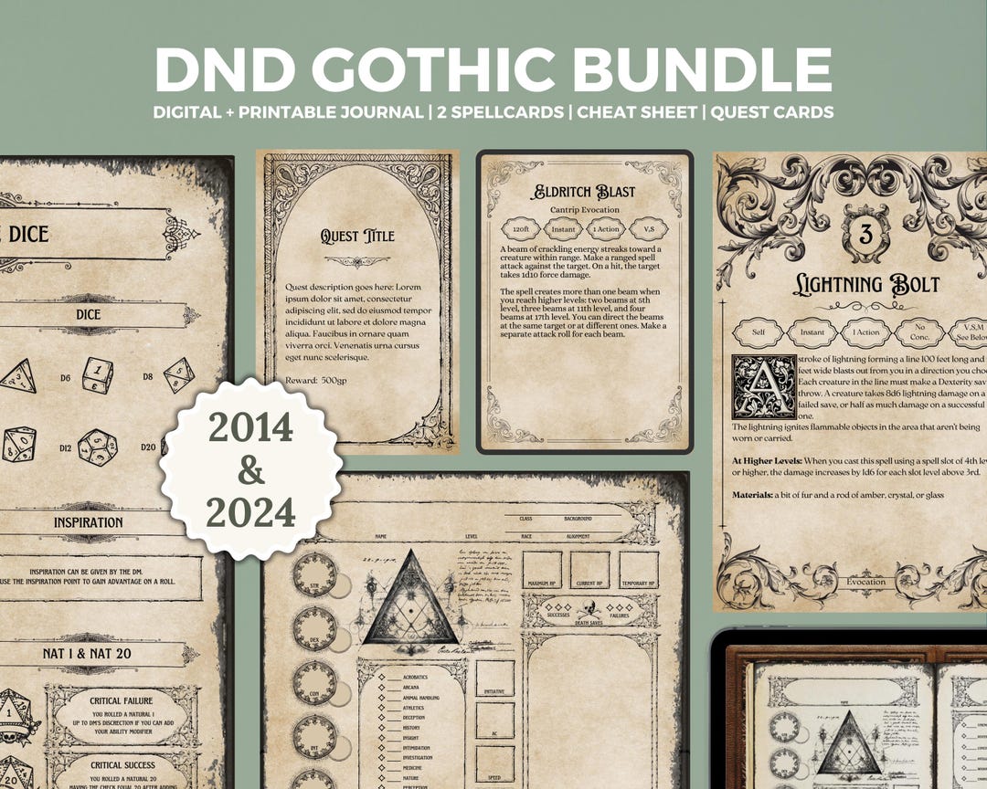 Dnd Gothic Bundle for Dnd 2024 & 2014 | Dnd Character Sheet | Digital ...