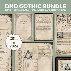 DnD Gothic-bundel voor DnD 2024 en 2014 |  DnD-tekenblad | Digitaal DnD-dagboek | DnD-spiekbriefje | DnD-spreukkaarten