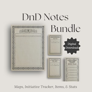ゴシック調DnDノートパッドバンドル（デジタルダウンロード）｜アイテムカード｜イニシアチブトラッカー｜ステータスブロック｜マップ｜ダンジョンズ＆ドラゴンズ