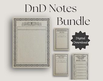 Bloc-notes gothique D&D (téléchargement numérique) | Cartes Objet | Suivi des initiatives | Blocs de statistiques | Cartes | Donjons et dragons