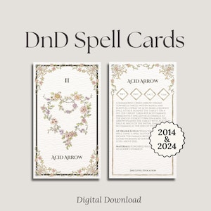 Paquete floral de cartas de hechizos de D&D / Todas las clases / Cartas de grimorio de D&D / Dungeons & Dragons 5e / Hechizos de D&D
