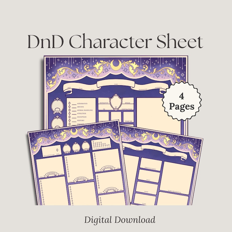 DnD Character Sheet Divination Wizard | Dungeons and Dragons Form Fillable Character Sheet PDF DnD Character Creation DnD 5e Character Sheet image 1