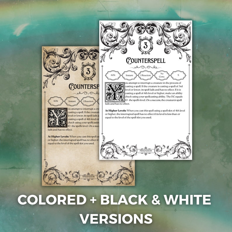 Dnd 5e Spell Cards Bundle D&D Spellbook Cards Dnd Wizard 5e Dnd Props